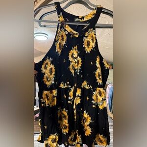 Torrid Black and Yellow Floral tank top